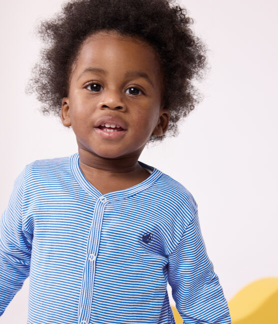 Katoenen babypyjama met streepjes DELPHINIUM/ MARSHMALLOW