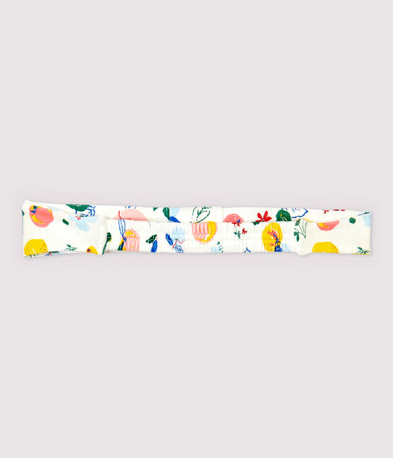 Katoenen haarband voor meisje wit MARSHMALLOW/wit MULTICO