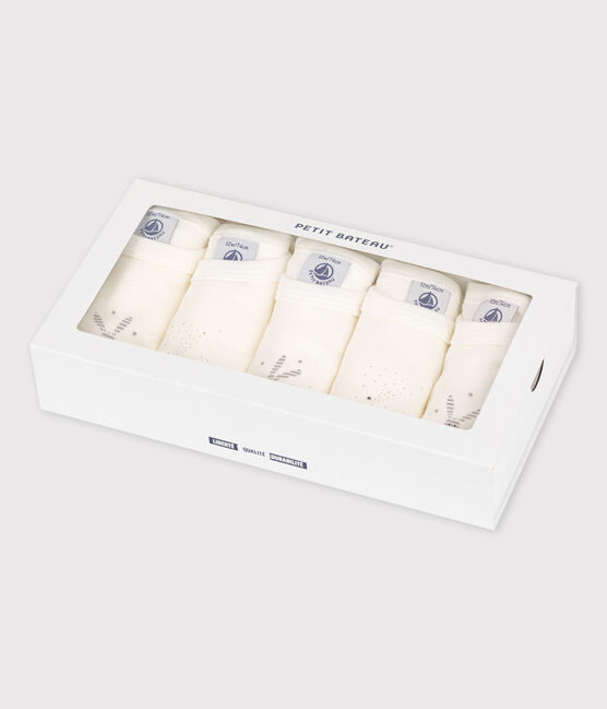 Set van 5 body's in ribstof voor baby's. variante 1
