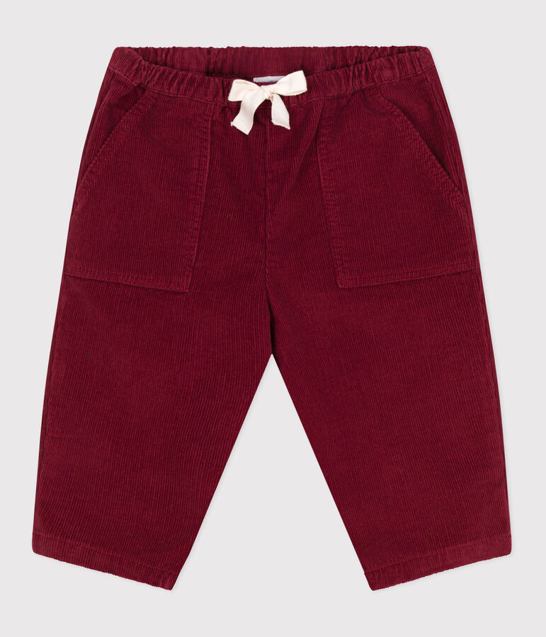 Pantalon b&eacute;b&eacute; en velours uni rouge AMARANTE