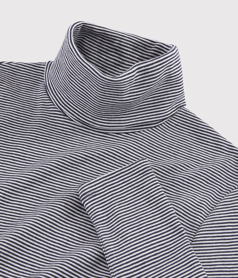 Iconische gestreepte katoenen ondertrui Dames blauw/wit