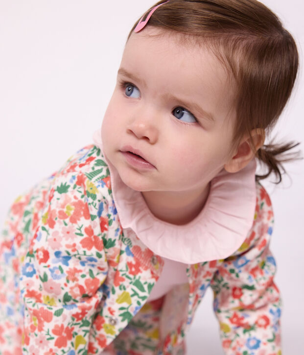 Cardigan b&eacute;b&eacute; en coton imprim&eacute; fleurs blanc/multicouleur
