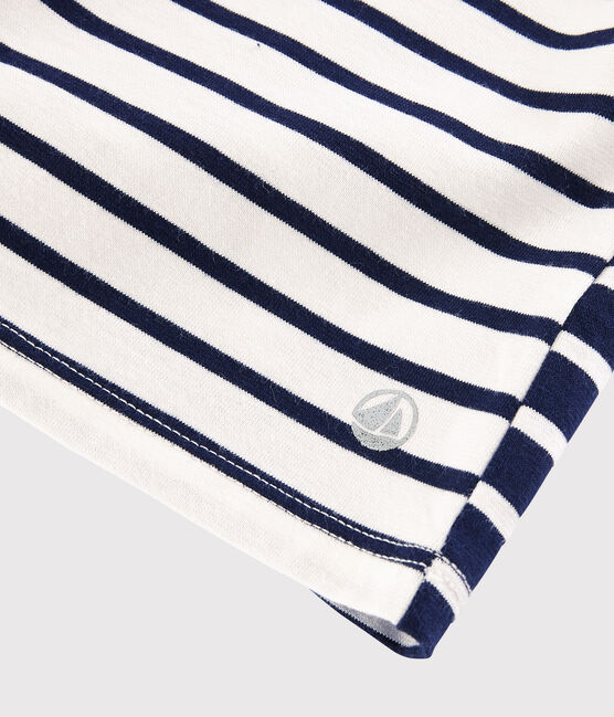 T-shirt van jersey met lange mouwen voor meisjes wit MARSHMALLOW/blauw SMOKING