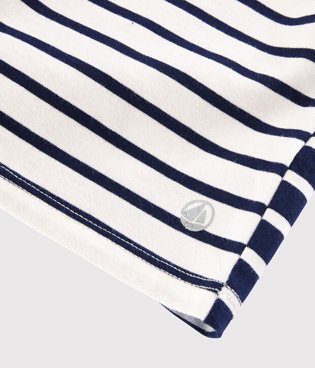 T-shirt van jersey met lange mouwen voor meisjes wit/blauw