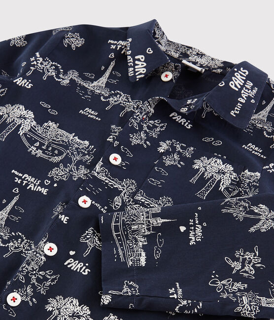 Katoenen jongenspyjama met print van Parijs blauw MEDIEVAL/wit ECUME