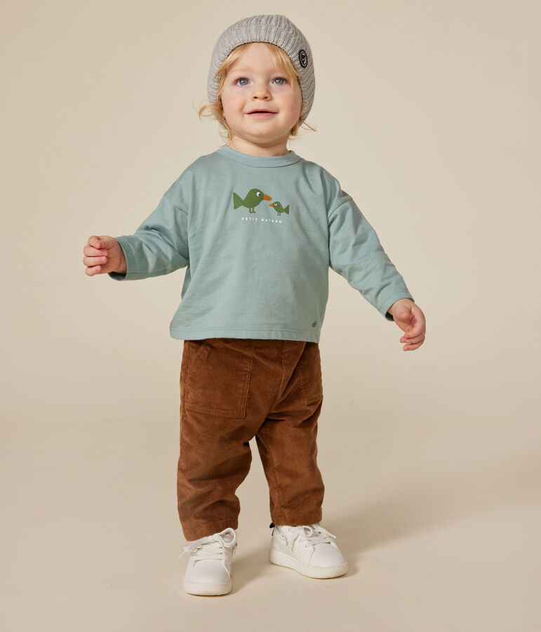 T-shirt van dunne jersey met lange mouw voor baby's groen PAUL