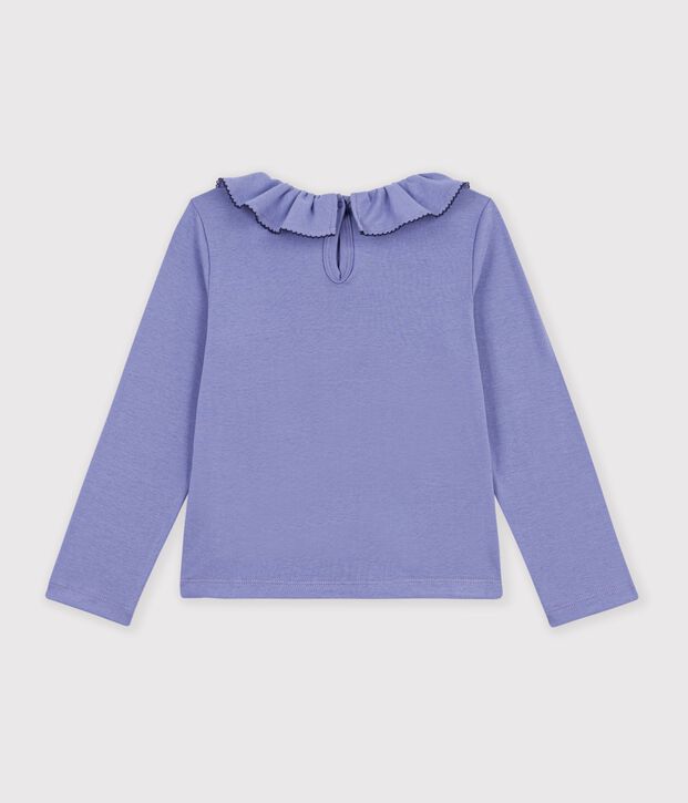 Effen T-shirt met kraagje en lange mouwen voor kinderen purper