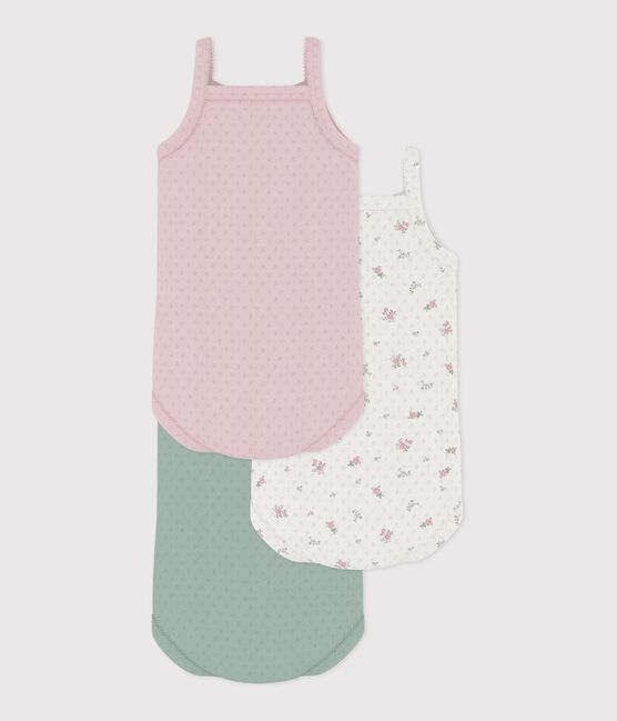 Setje met 3 body's van opengewerkt katoen met bandjes en bloemenprint variante 1