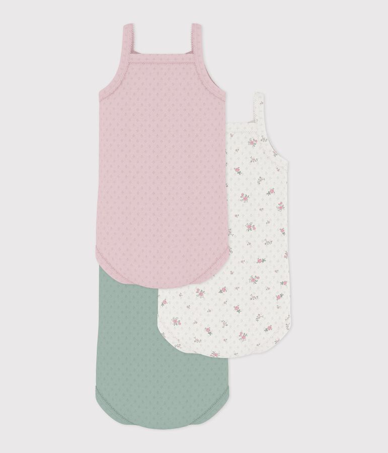 Lot de bodies bretelles en coton ajour&eacute; fleuri b&eacute;b&eacute; multicouleur