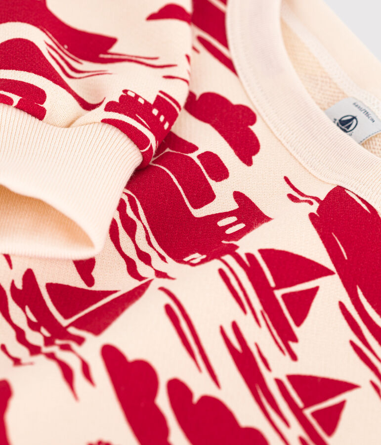 Sweater met print in molton voor jongens ecru/rood