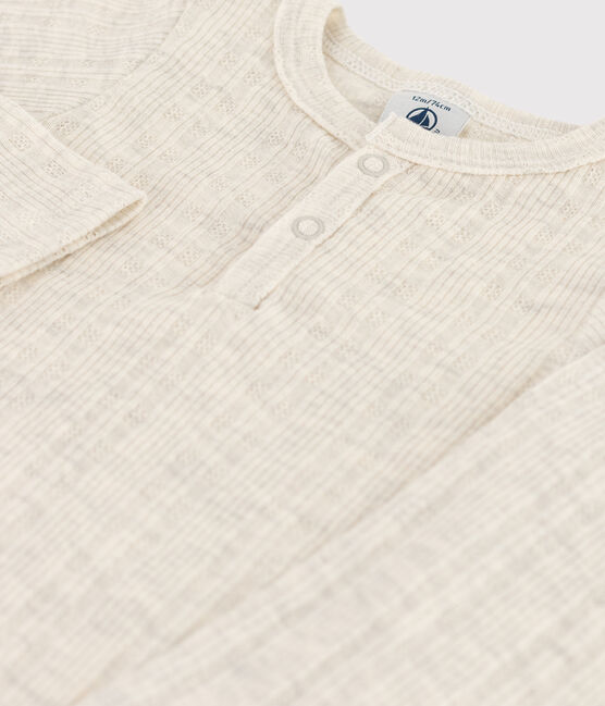 Katoenen body met lange mouwen en Tunesische hals voor baby's beige MONTELIMAR CHINE