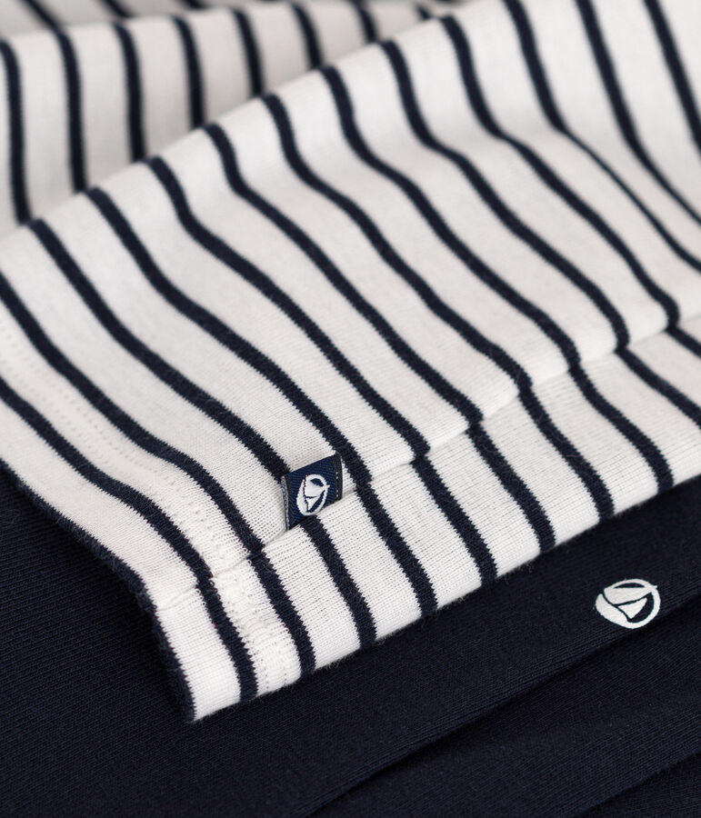 Ensemble robe et legging en coton b&eacute;b&eacute; blanc/bleu