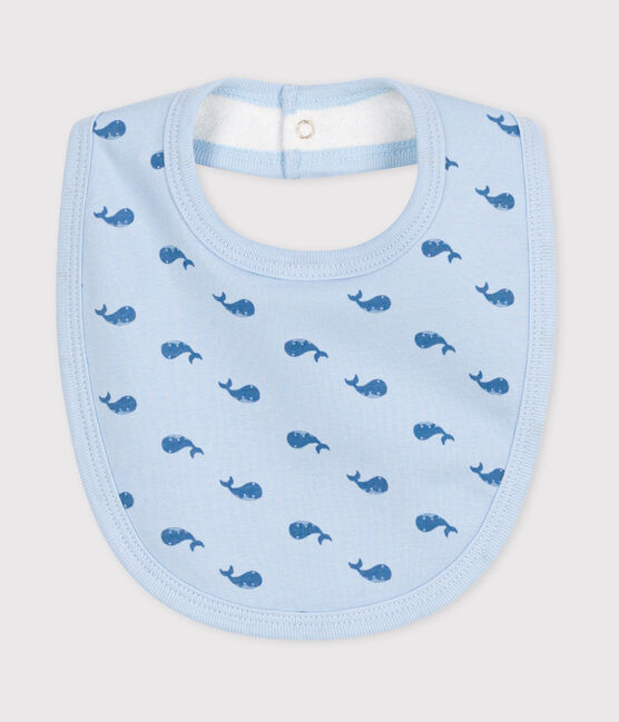 Bavoir naissance en coton imprimé bleu TOUDOU/ ALASKA