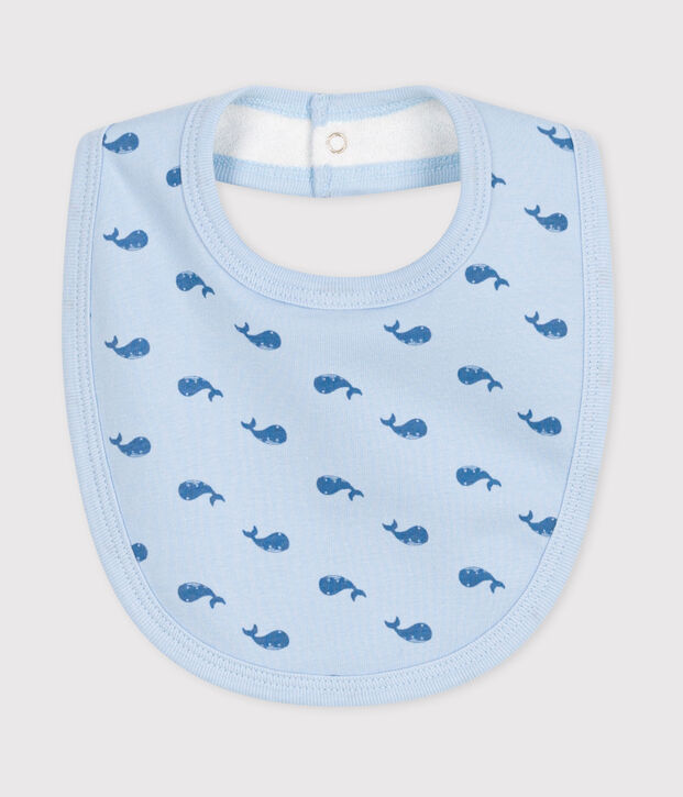 Katoenen babyslabbetje met print blauw/blauw