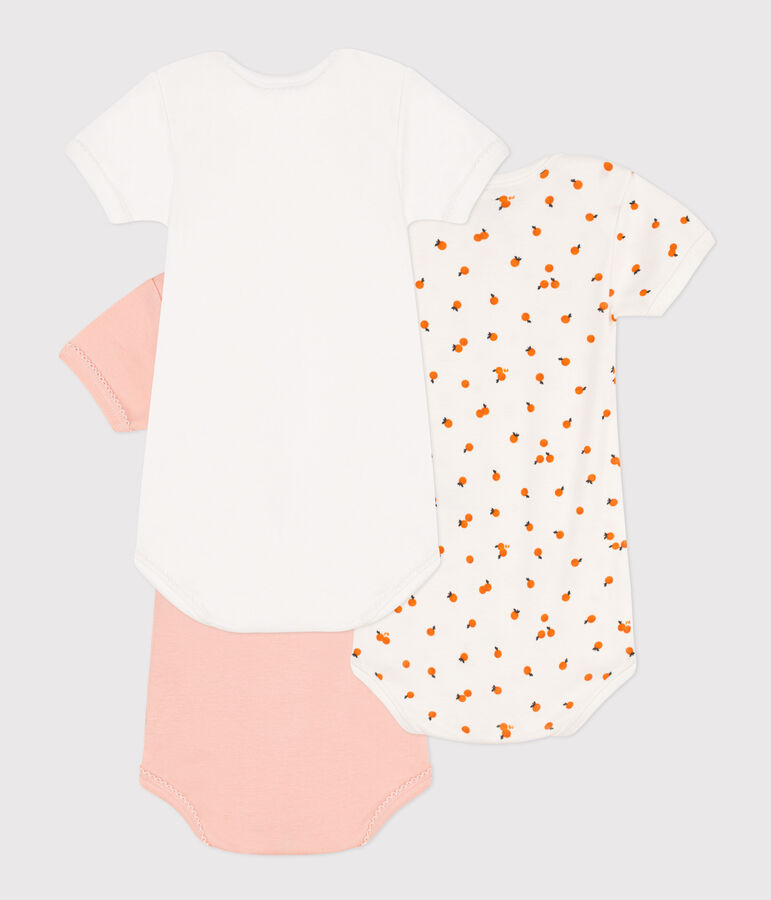 Lot de 3 bodies manches courtes oranges en coton multicouleur