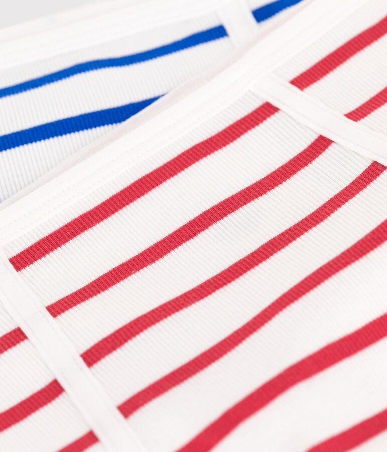 Set van 2 katoenen damesslips met hoge tailles en strepen multicouleur