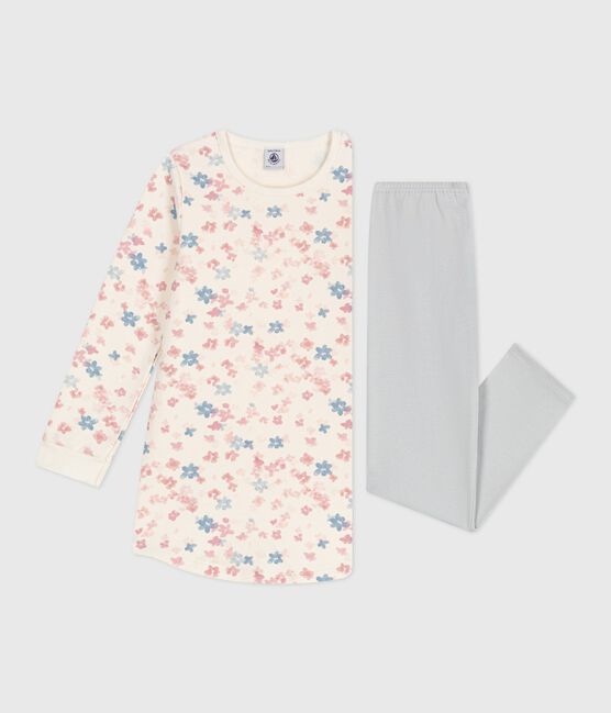 Chemise de nuit et legging enfant en molleton imprimé fleurs MILK/ MULTICO