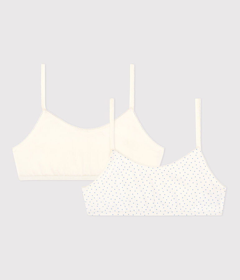 Lot de 2 brassi&egrave;res &agrave; pois en coton et &eacute;lasthanne petite fille multicouleur