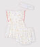 Robe sans manches avec bloomer et bandeau bébé fille en popeline de coton biologique blanc MARSHMALLOW/blanc MULTICO