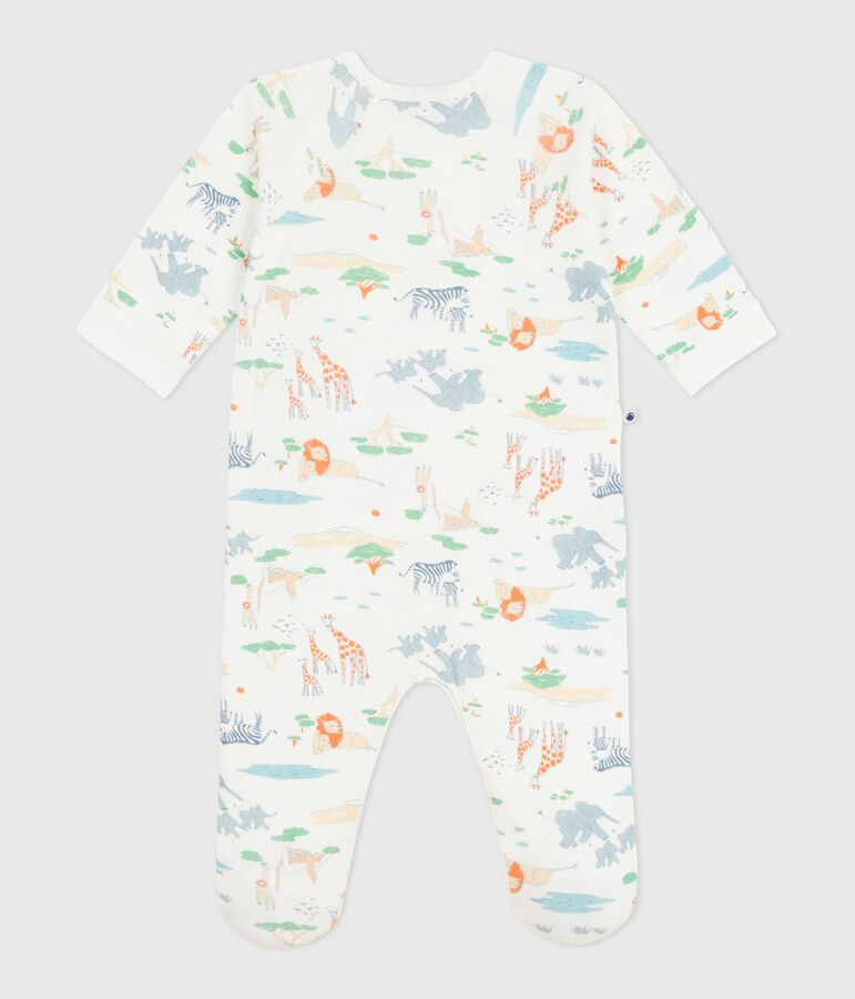 Pyjama b&eacute;b&eacute; en coton avec zip imprim&eacute; savane blanc/multicouleur