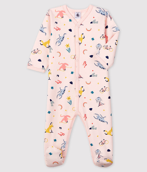 Slaappakje van molton met dierenprint voor baby meisje roze/multicouleur