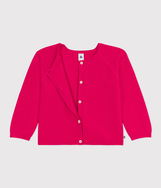 Cardigan en coton enfant fille rose vif