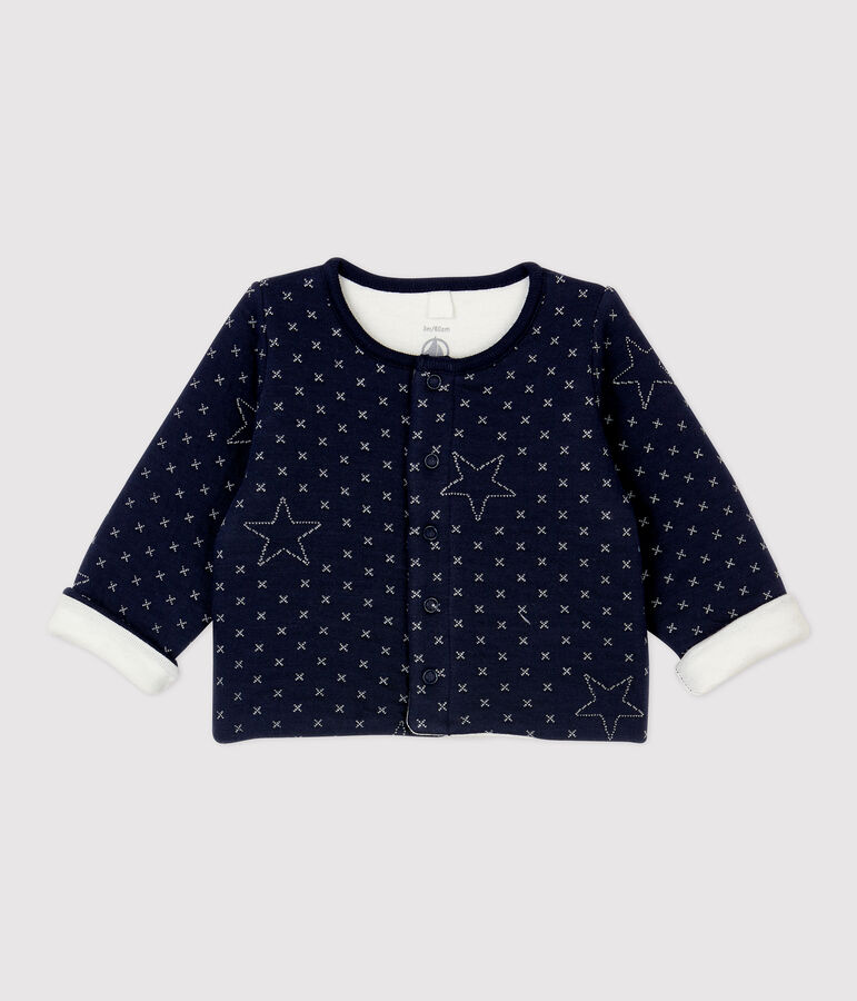 Gewatteerde babycardigan met sterren, van biologisch katoen blauw SMOKING