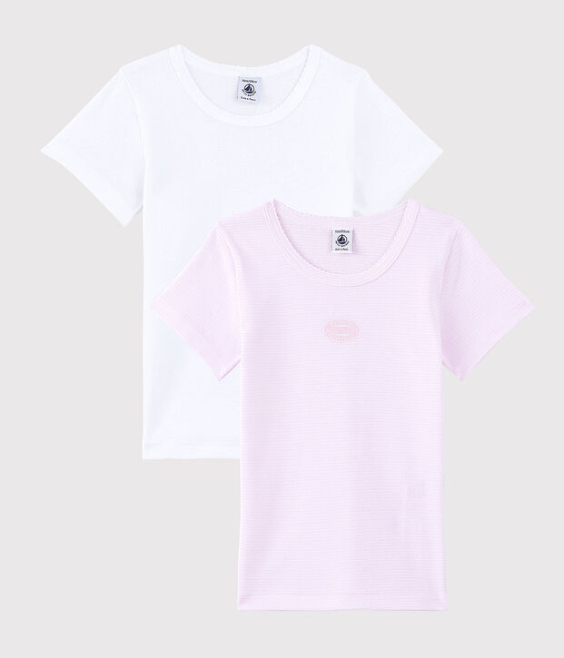 Set van 2 roze T-shirts van biologisch katoen met korte mouwen voor meisjes multicouleur