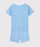 Pyjacourt imprimé bananes petit garçon-petite fille en coton bleu EDNA/blanc MARSHMALLOW