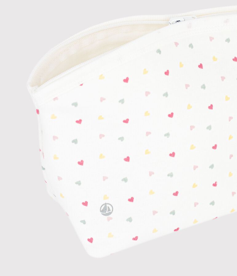 Pochette b&eacute;b&eacute; en coton imprim&eacute; petits c&oelig;urs blanc MARSHMALLOW/blanc MULTICO