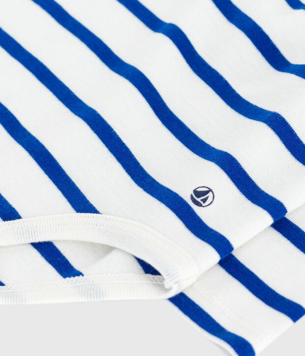Body b&eacute;b&eacute; en coton col polo ray&eacute; bleu/bleu