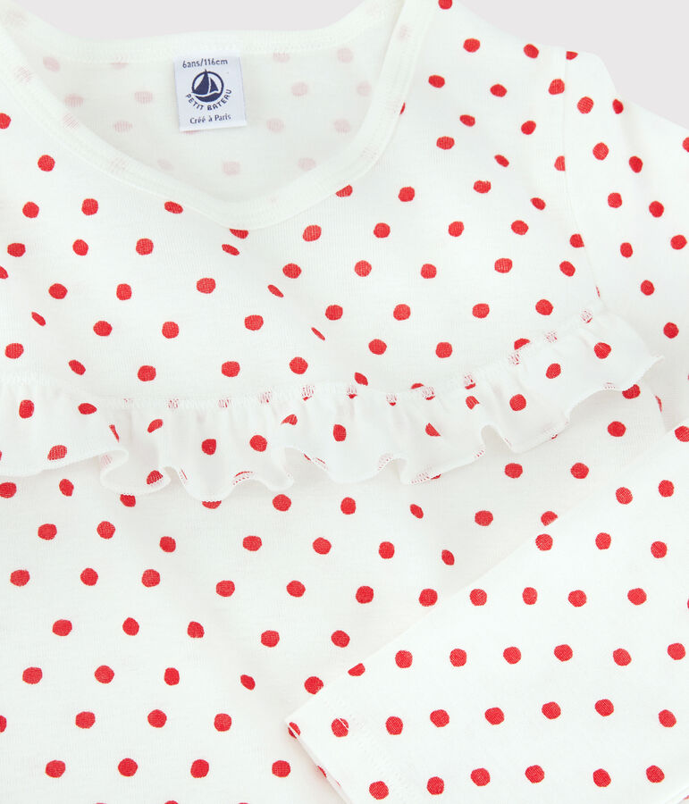 Pyjama pois rouges petite fille en coton blanc/rouge