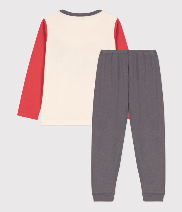 Katoenen pyjama voor kleine meisjes en jongens grijs/multicouleur