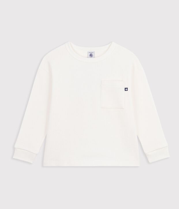 Tee-shirt enfant manches longues en coton uni blanc