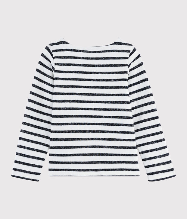 Marini&egrave;re en jersey enfant fille blanc/SMOKING ARGENT BRILLANT