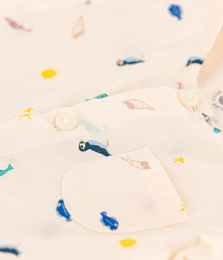 Combinaison imprim&eacute;e en popeline b&eacute;b&eacute; blanc AVALANCHE/ MULTICO