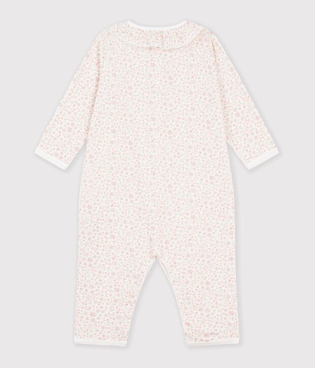 Pyjama b&eacute;b&eacute; en coton sans pieds avec col imprim&eacute; &agrave; fleurs blanc/multicouleur