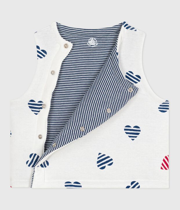 Gilet sans manche r&eacute;versible b&eacute;b&eacute; en coton imprim&eacute; rouge/rouge