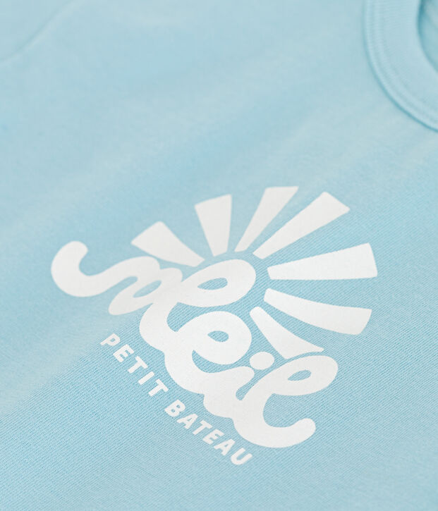 Tee-shirt b&eacute;b&eacute; en coton &agrave; manches courtes uni bleu