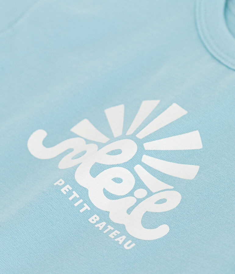 Effen katoenen T-shirt met korte mouwen voor baby's blauw