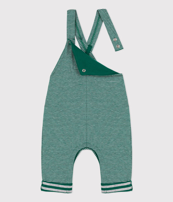 Salopette longue bébé rayée milleraies en tubique EVERGREEN/ FUMEE