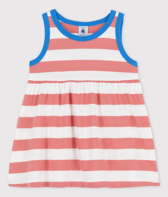 Robe sans manches rayée en jersey bébé rose PAPAYE/ MARSHMALLOW