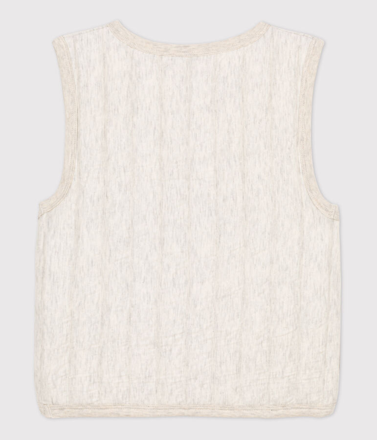 Mouwloze vest in tubic voor jongens en meisjes beige MONTELIMAR CHINE