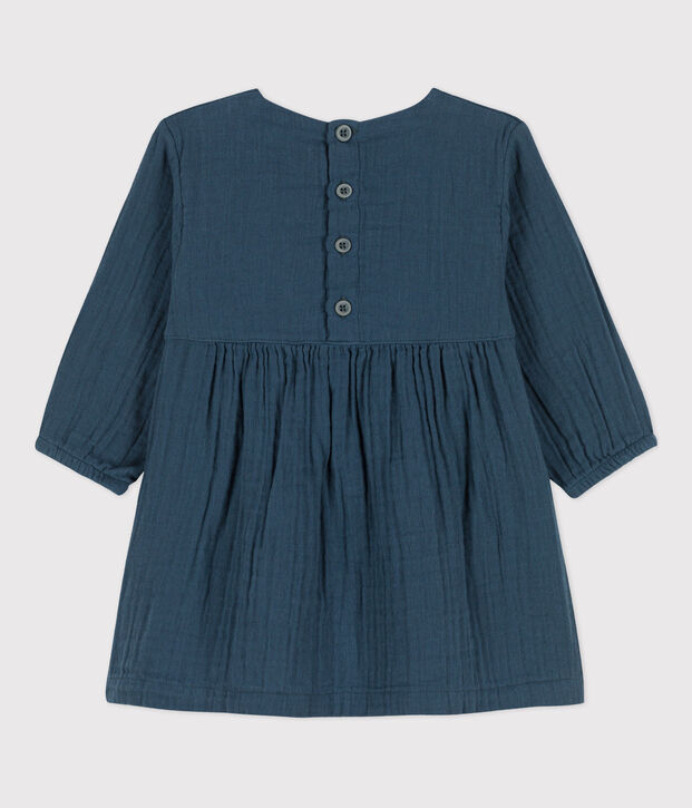Robe manches longues b&eacute;b&eacute; en gaze de coton gris