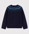 Meisjescardigan van wol en katoen blauw SMOKING/wit MULTICO