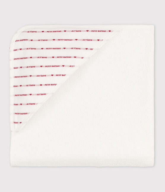 Carré de bain bébé en coton blanc MARSHMALLOW/rouge TERKUIT