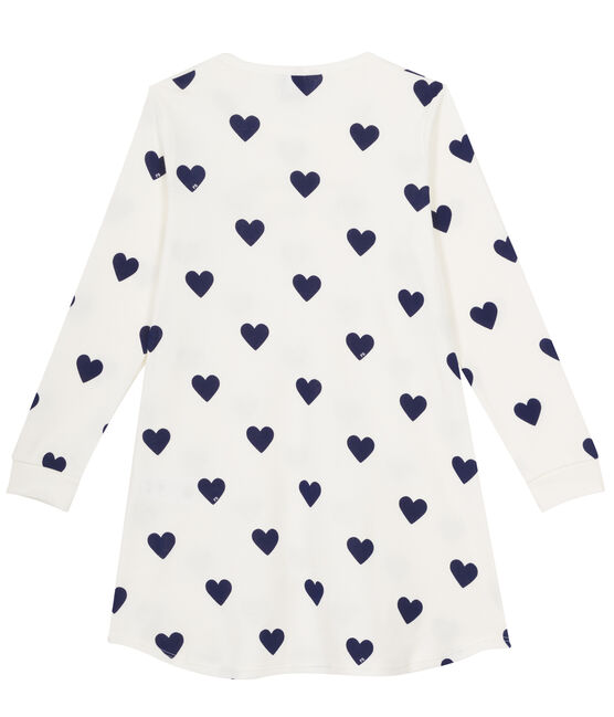 Chemise de nuit fille en côte blanc MARSHMALLOW/bleu MEDIEVAL