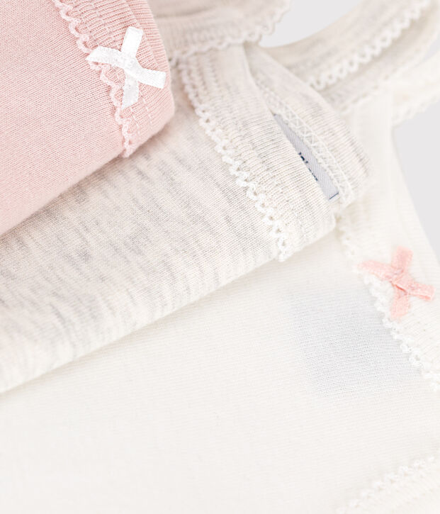 Set van 3 effen katoenen rompertjes met bandjes voor baby's multicouleur