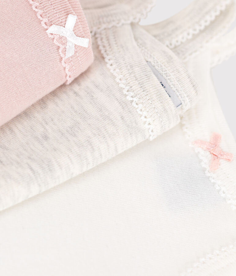 Set van 3 effen katoenen rompertjes met bandjes voor baby's multicouleur