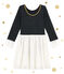 Meisjesjurk in 2 stoffen met glitters blauw SMOKING/geel DORE